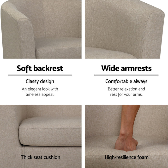 Artiss Armchair Tub Chair Beige Abby