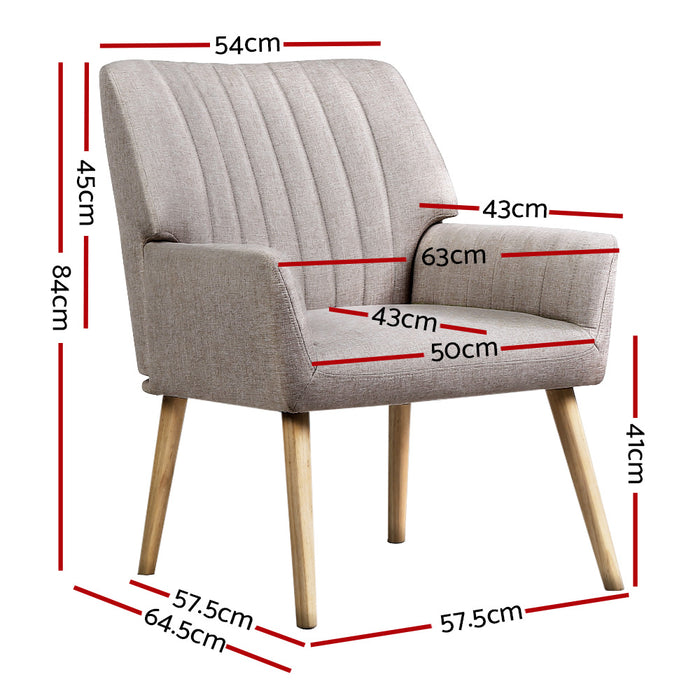Artiss 2X Armchair Faux Fabric Beige