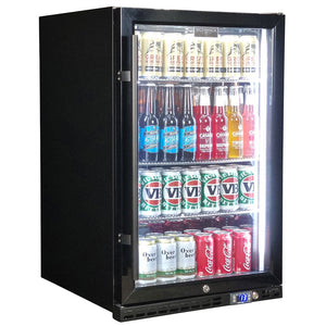 Schmick Black Quiet Front Venting Under Bench Triple Glazed Glass Door Bar Fridge (Model: SK146R-B)