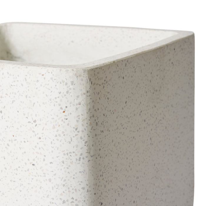 Miles Squat Planter w Hole (Outdoor) - White, 36cm (H)