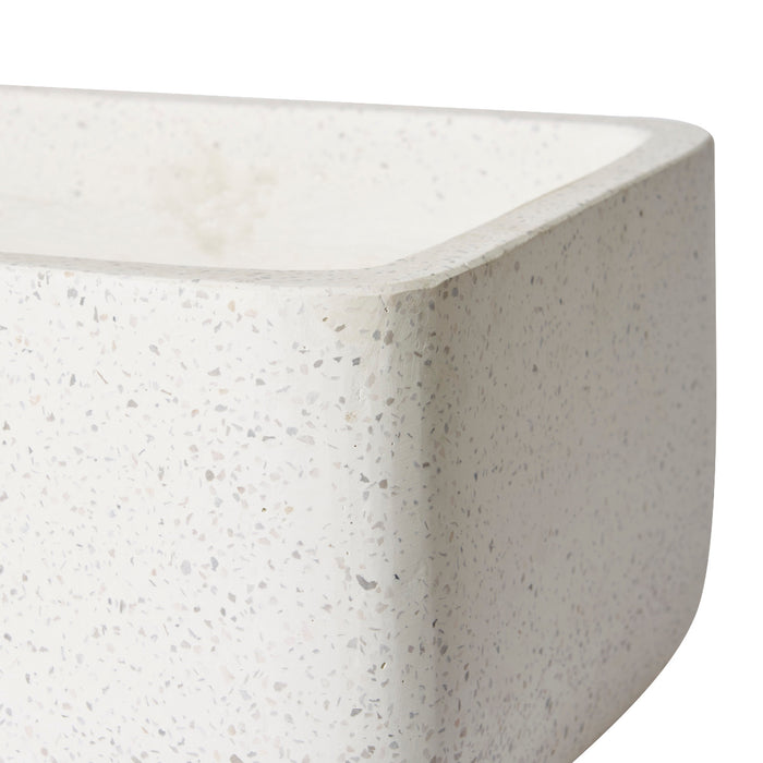 Miles Rectangle Planter w Hole (Outdoor) - White, 25cm (H)