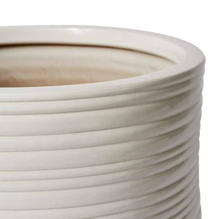Henley Planter w Saucer (Outdoor) - White, 31cm (H)