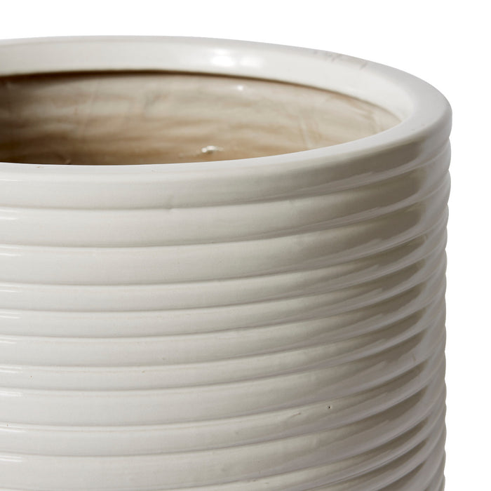 Henley Planter w Saucer (Outdoor) - White, 45cm (H)