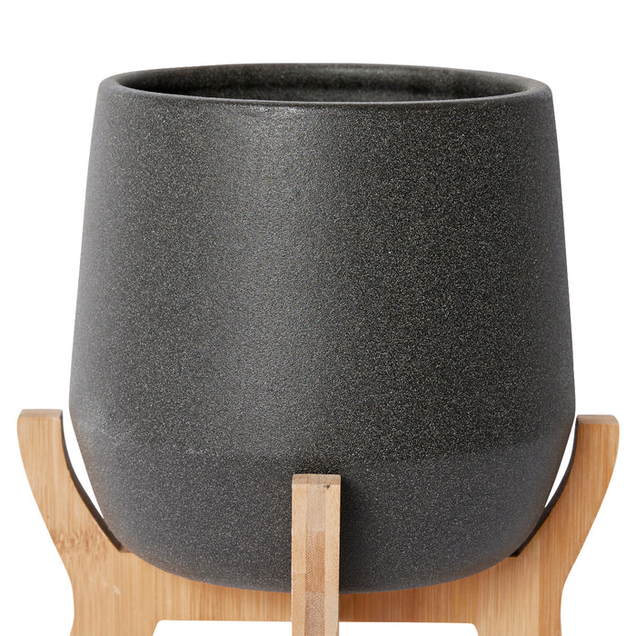 Lawson Pot w Stand - Black, 26cm (H)