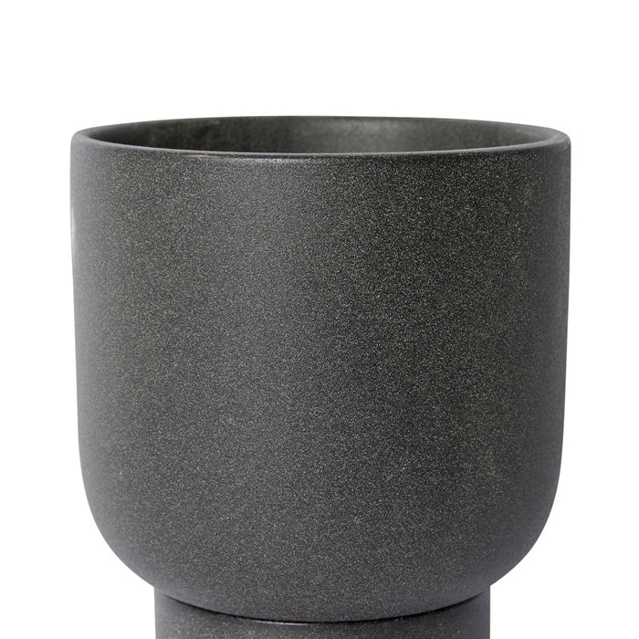 Daylen Pot w Saucer - Black, 24cm (H)