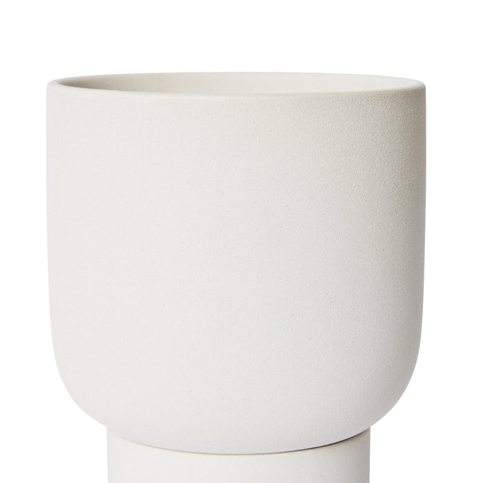 Daylen Pot w Saucer - White, 24cm (H)