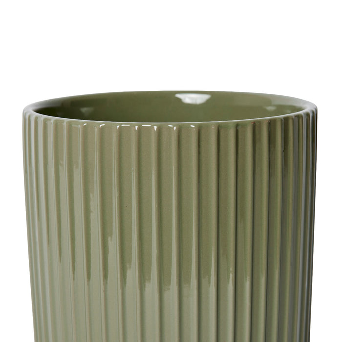 Quinn Pot w Saucer - Green, 20cm (H)