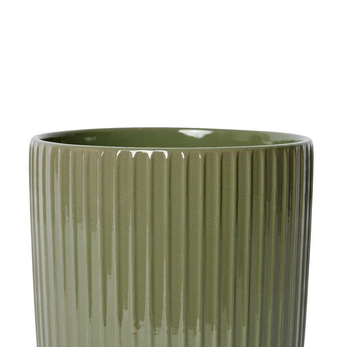 Quinn Pot w Saucer - Green, 24cm (H)