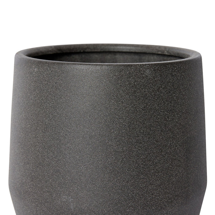 Mason Pot w Saucer - Black, 22cm (H)