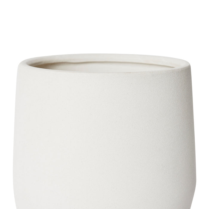 Mason Pot w Saucer - White, 22cm (H)