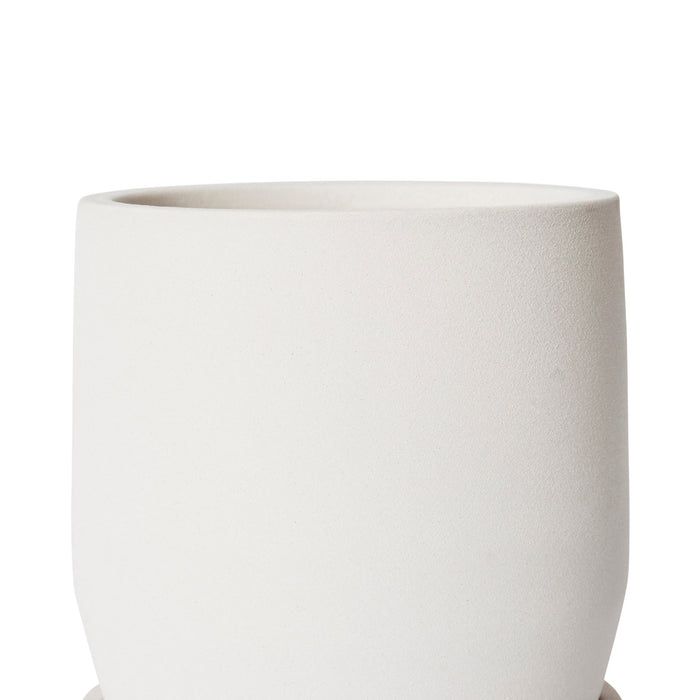 Mason Pot w Saucer - White, 26cm (H)