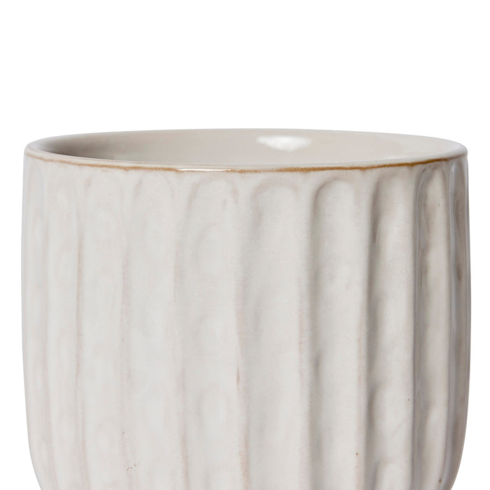 Lara Pot w Saucer - Cream, 13cm (H)