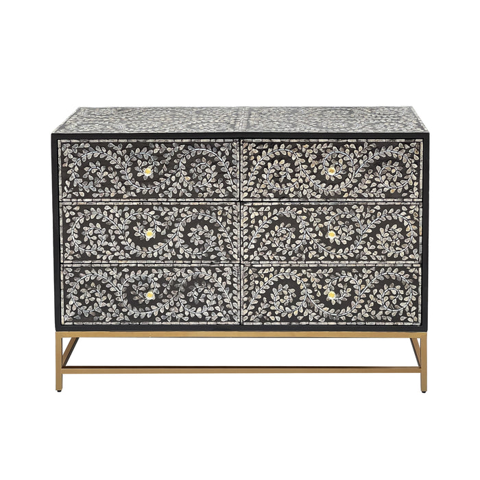 Mother Of Pearl Enchanting Vine Chest Of Drawers
