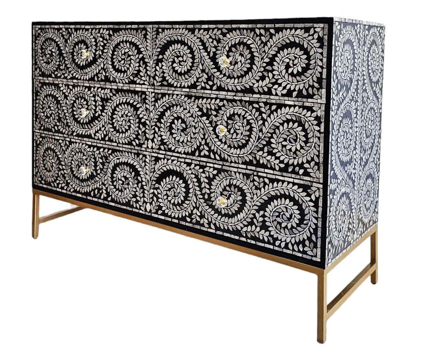 Mother Of Pearl Enchanting Vine Chest Of Drawers