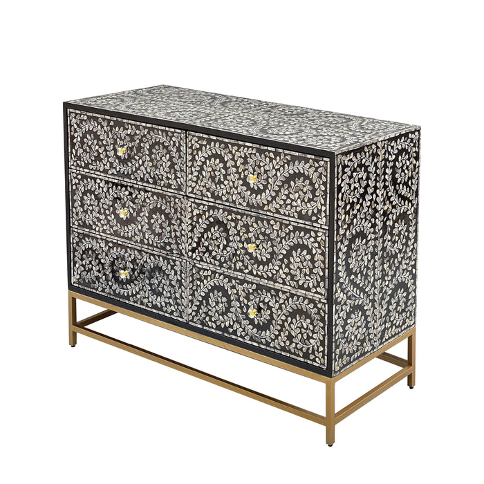 Mother Of Pearl Enchanting Vine Chest Of Drawers