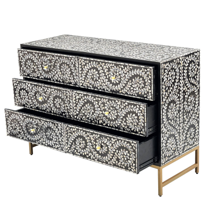 Mother Of Pearl Enchanting Vine Chest Of Drawers