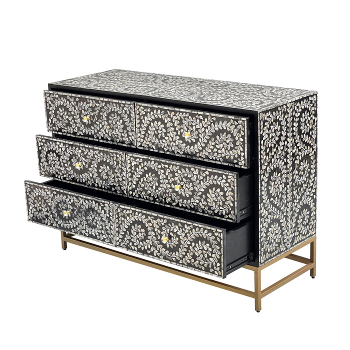 Mother Of Pearl Enchanting Vine Chest Of Drawers