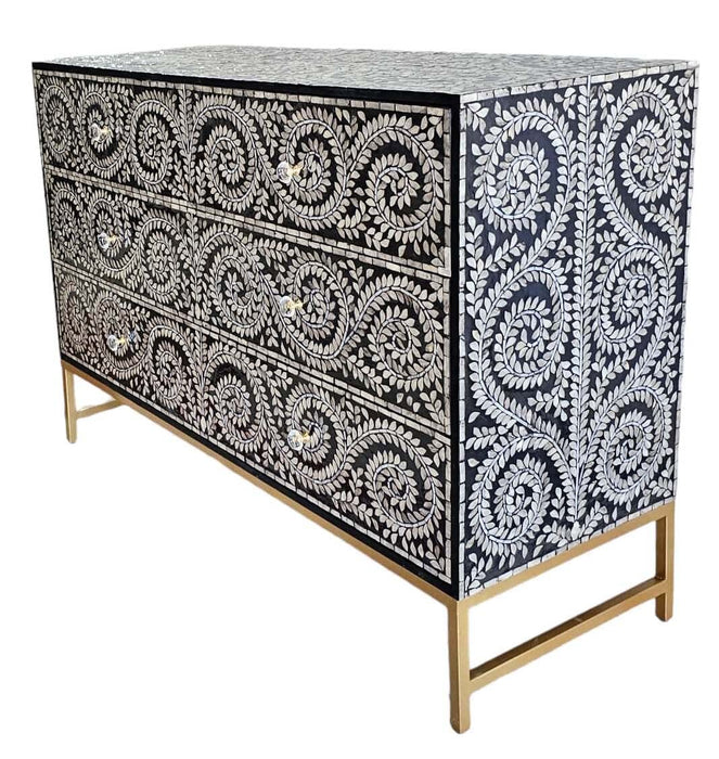 Mother Of Pearl Enchanting Vine Chest Of Drawers