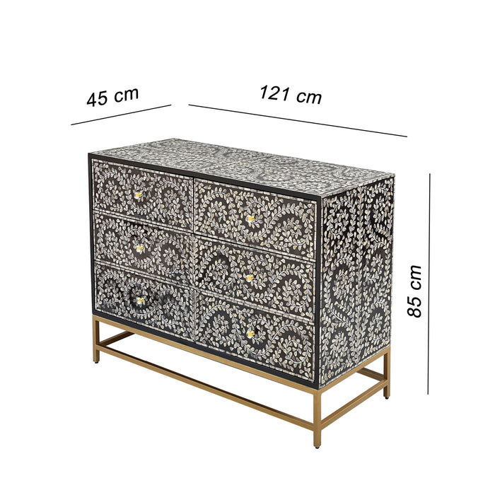 Mother Of Pearl Enchanting Vine Chest Of Drawers