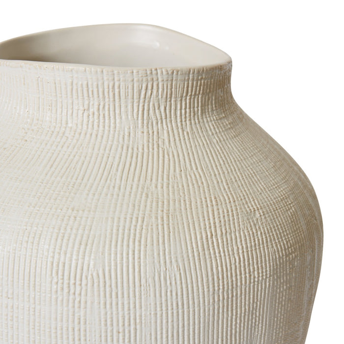 Greyson Tall Vase - Hessian White, 41cm (H)