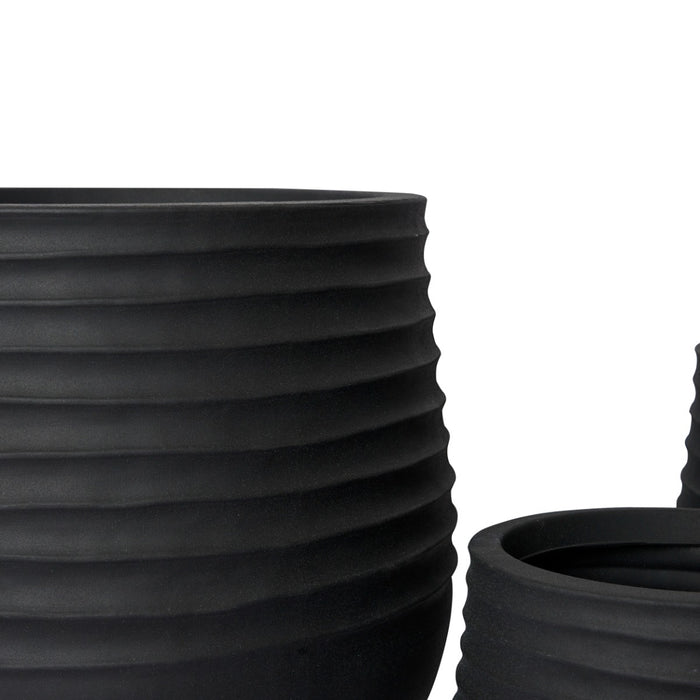 Knox Stonelite Planter Set of 3 (Outdoor) - Black, 28cm (H)