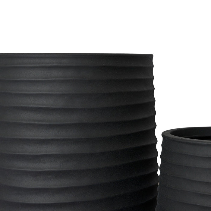 Knox Tall Stonelite Planter Set of 2 (Outdoor) - Black, 51cm (H)