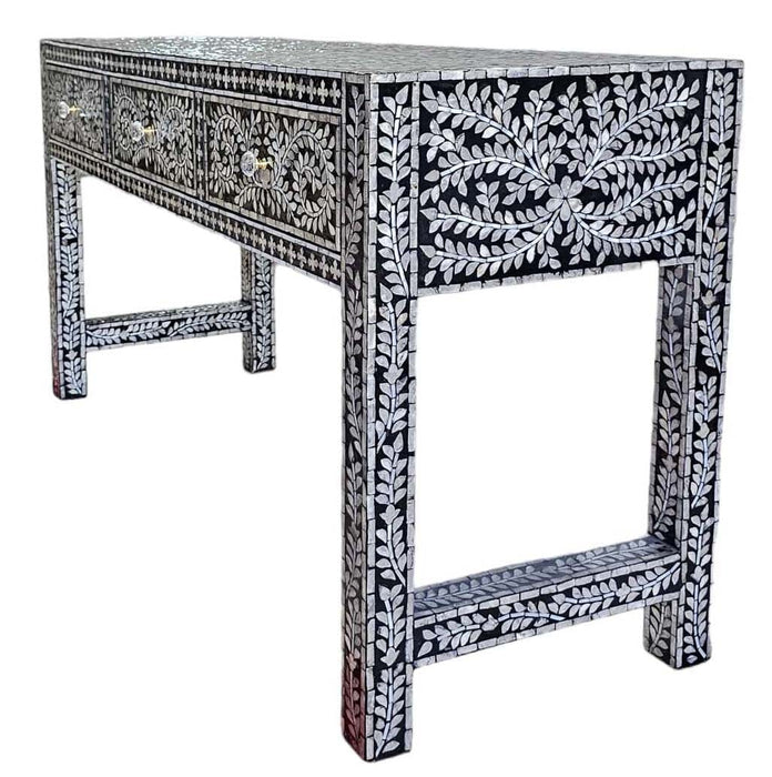 Mother Of Pearl Opulent 3 Drawer Console Table