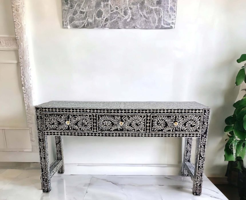 Mother Of Pearl Opulent 3 Drawer Console Table