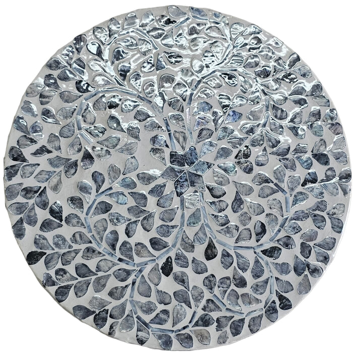 Mother Of Pearl Swirling Leaf Cream Side Table/Stool