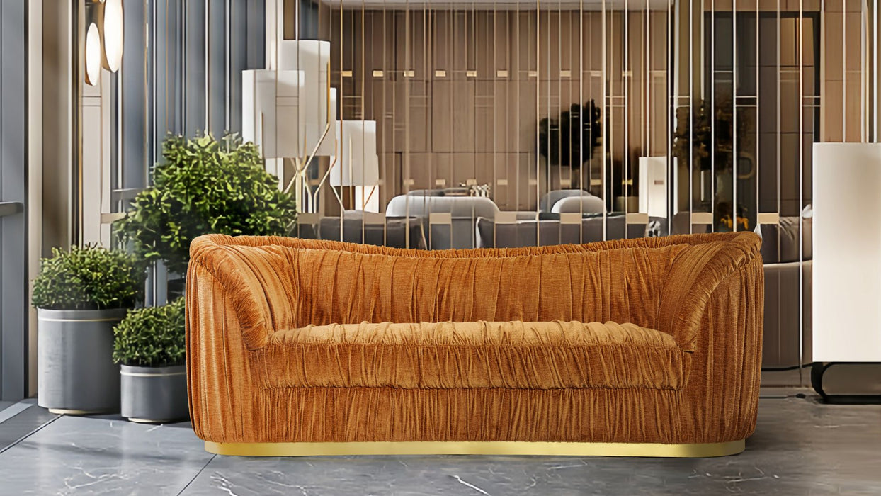Velmoré 2 Seater Sofa Rust Chenille Upholstery Gold base - 189cm