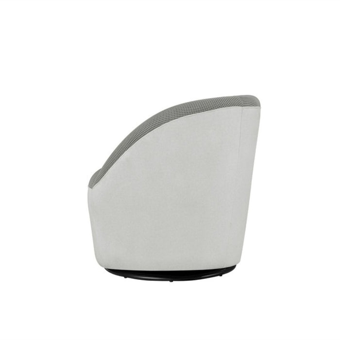 Vortex Swivel Chair Grey textured fabric upholstery with White felt back and base