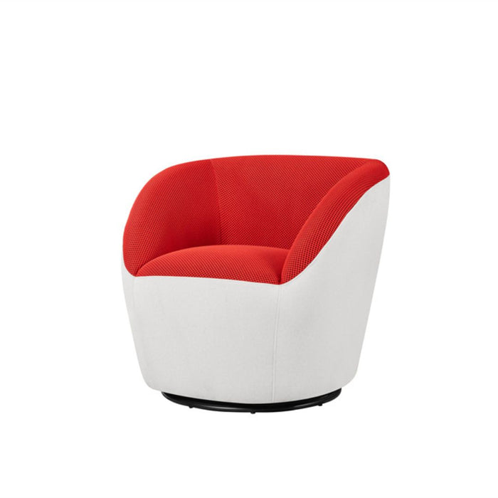 Vortex Swivel Chair Red textured fabric upholstery with White felt back and base