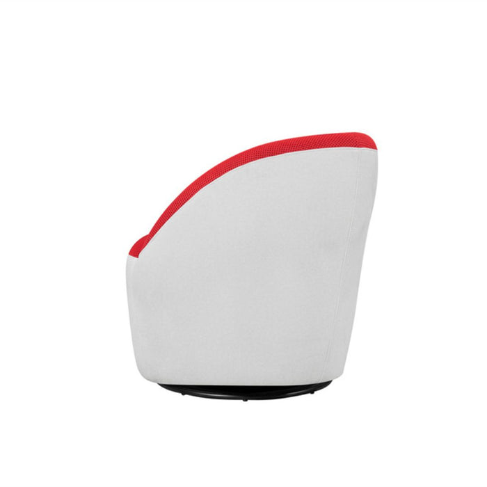 Vortex Swivel Chair Red textured fabric upholstery with White felt back and base