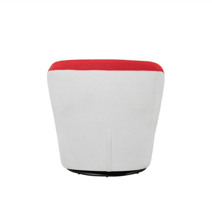 Vortex Swivel Chair Red textured fabric upholstery with White felt back and base