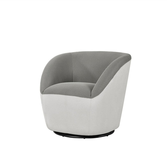 Vortex Swivel Chair Grey textured fabric upholstery with White felt back and base