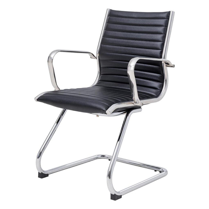 Metro Cantilever Visitor Chair with fixed arms, PU mid-back, PU seat, chrome cantilever base