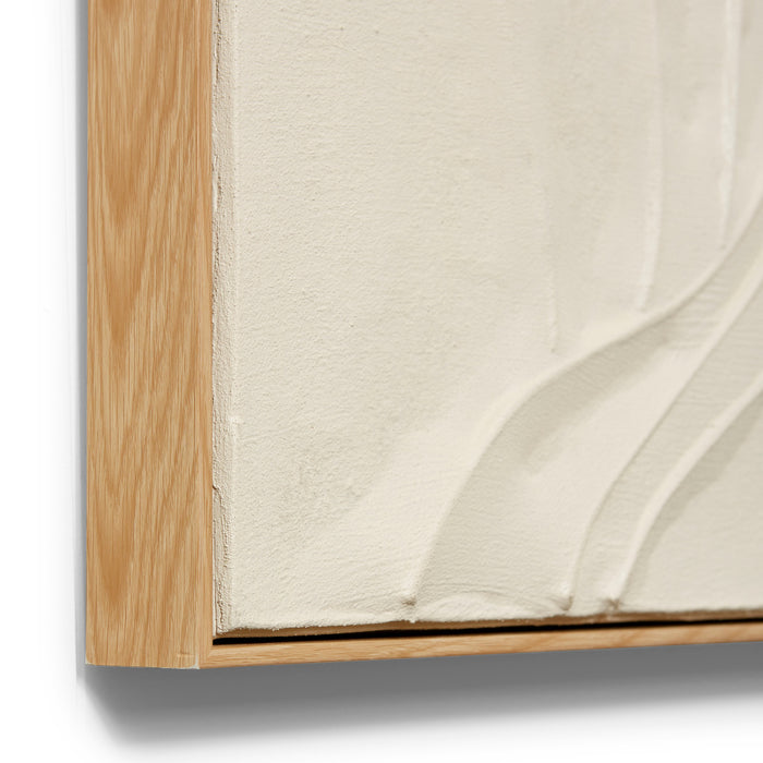 Wavy Hand Painted Wall Art - Beige/Natural, 120cm (H)
