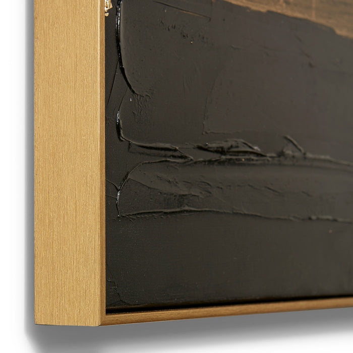 Archi Abstract Hand Painted Wall Art - Black/Gold, 90cm (H)