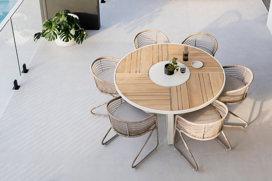 Watego Outdoor Round Dining Table - White - 160cm