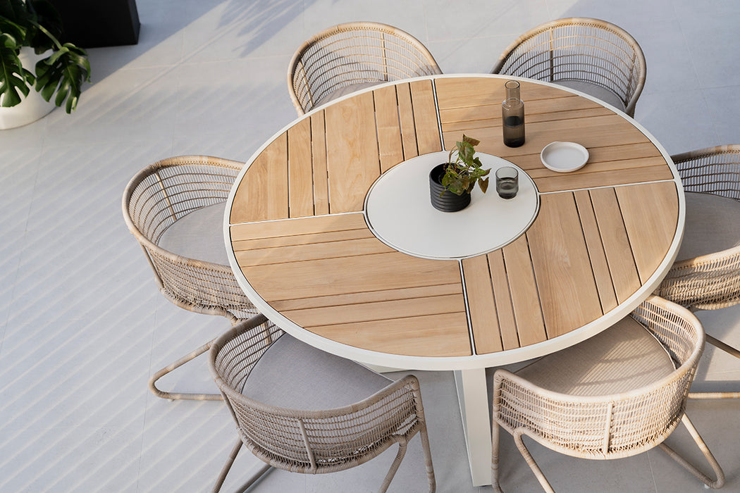 Watego Outdoor Round Dining Table - White - 160cm