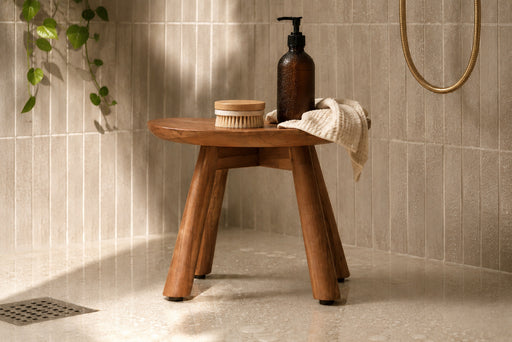 Wave Shaving Stool - Natural 24cm