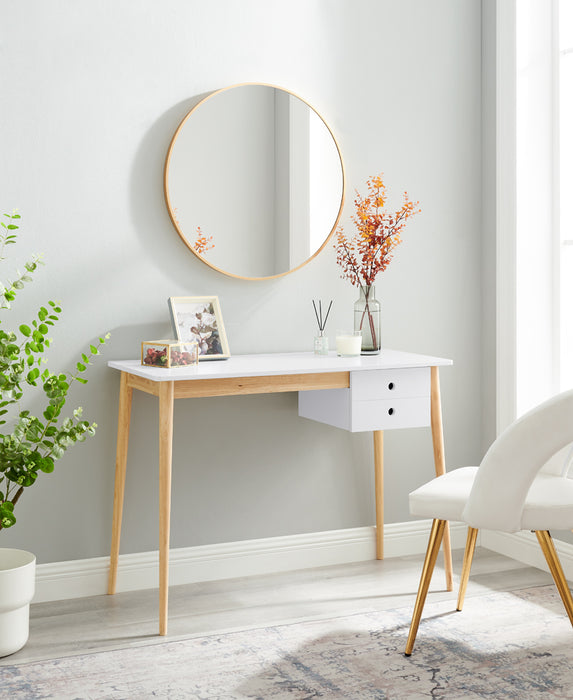 Oslo Desk With Drawer - White And Natural