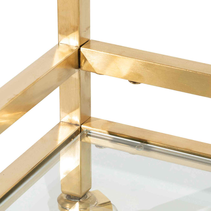 CBR6222-BS Glass Bar Cart - Brushed Gold Base