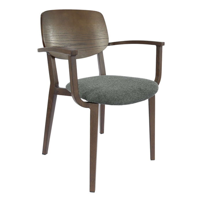 Durafurn Atlanta Armchair - large Ply Backrest - Wenge Frame/Dark Grey Fabric Seat & Ply Backrest
