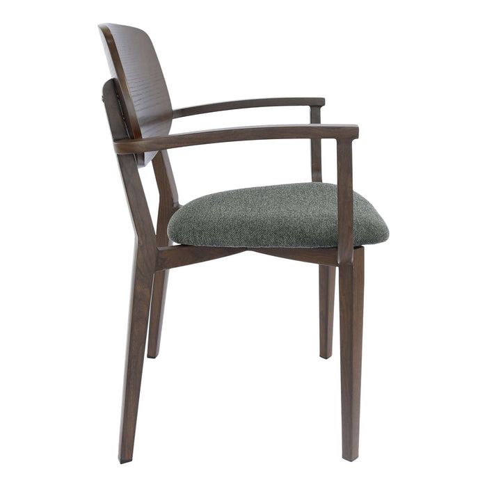 Durafurn Atlanta Armchair - large Ply Backrest - Wenge Frame/Dark Grey Fabric Seat & Ply Backrest