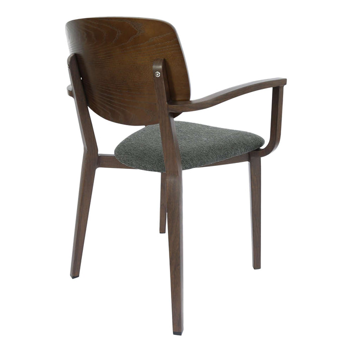Durafurn Atlanta Armchair - large Ply Backrest - Wenge Frame/Dark Grey Fabric Seat & Ply Backrest