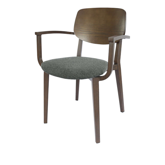 Durafurn Atlanta Armchair - large Ply Backrest - Wenge Frame/Dark Grey Fabric Seat & Ply Backrest