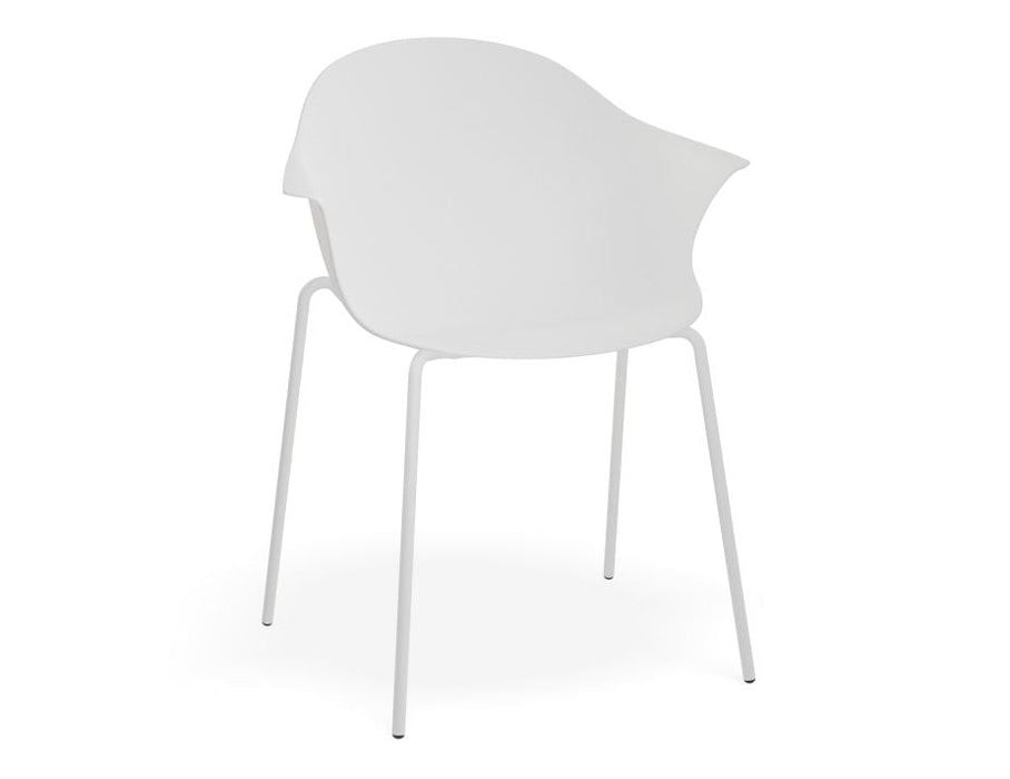 Pebble Armchair White with Shell Seat - Sled Base with Black Legs