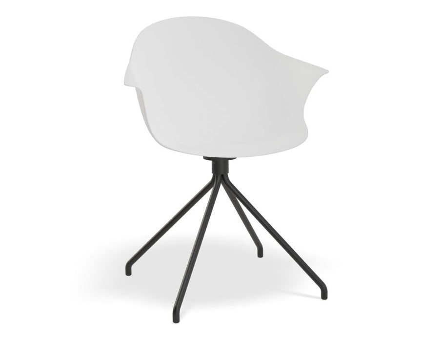 Pebble Armchair White with Shell Seat - Pyramid Fixed Base