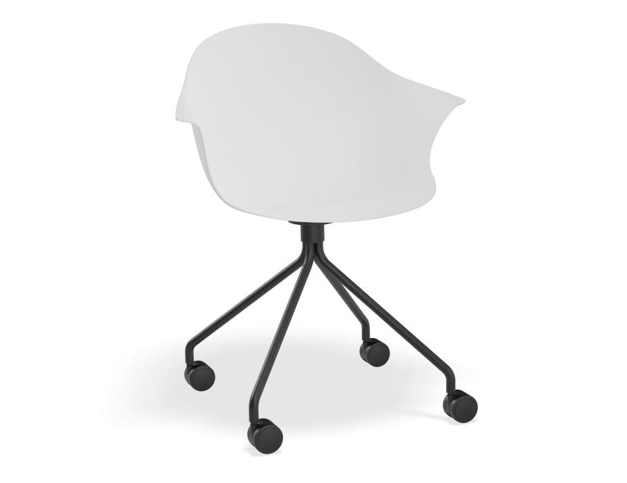 Pebble Armchair White with Shell Seat - Pyramid Fixed Base